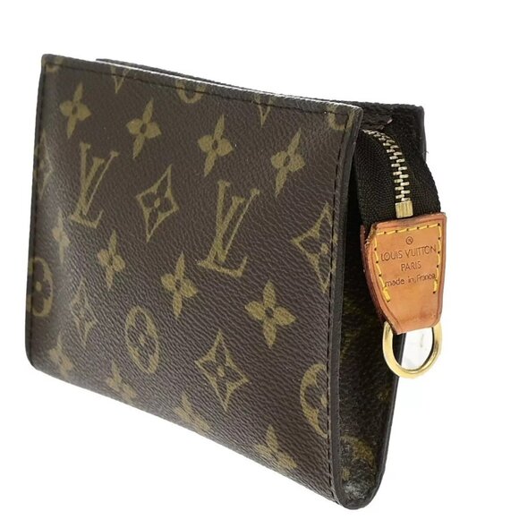 LOUIS VUITTON Logo BUCKET PM Pouch Bag Monogram Leather Brown France 60EE071 - Picture 9 of 13